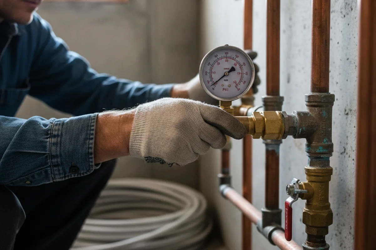 Pressure testing a repaired line during Water Line Repair in Campbellsport